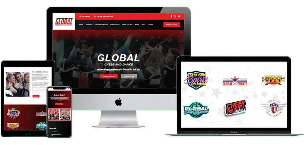 Global Cheer Dance Website Design Mockup